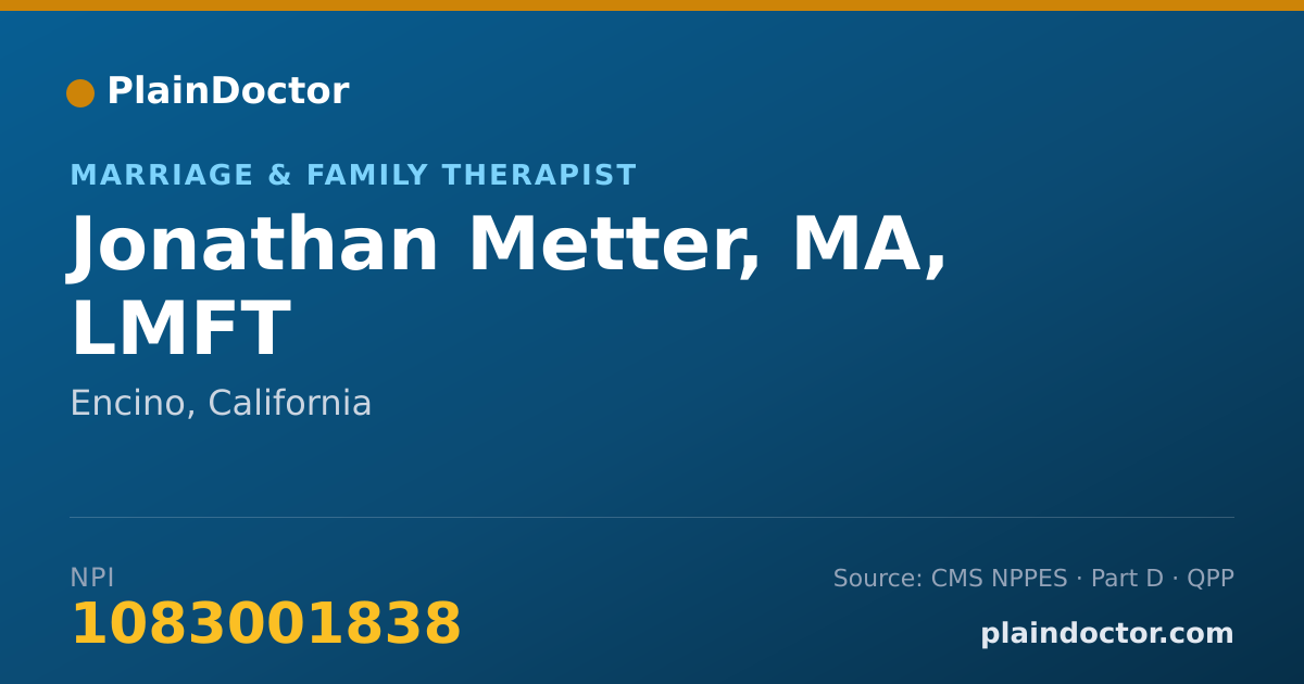 Shareable card for Jonathan Metter, MA, LMFT - Marriage & Family Therapist, Encino, CA