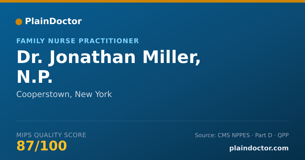 Shareable card for Jonathan Miller, N.P. - Family Nurse Practitioner, Cooperstown, NY