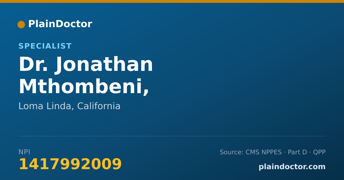 Shareable card for Jonathan Mthombeni, M.D.,M.P.H.,F.A.A.P. - Specialist, Loma Linda, CA