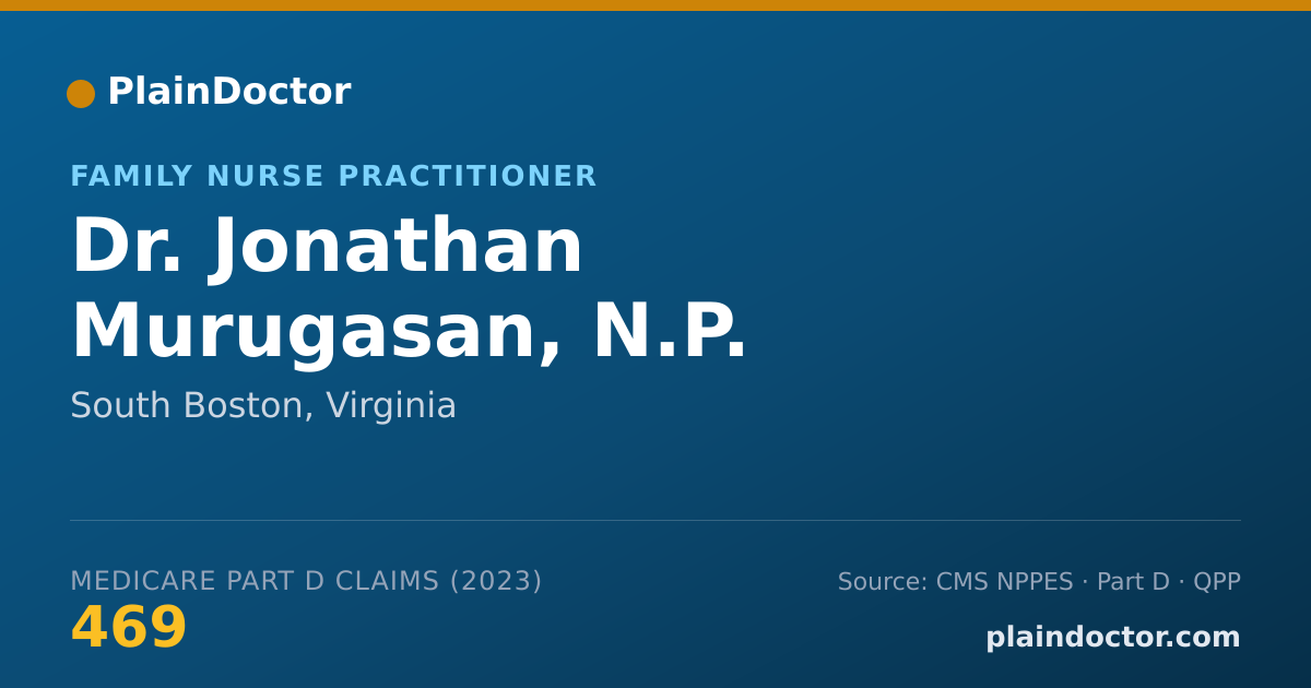 Shareable card for Jonathan Murugasan, N.P. - Family Nurse Practitioner, South Boston, VA