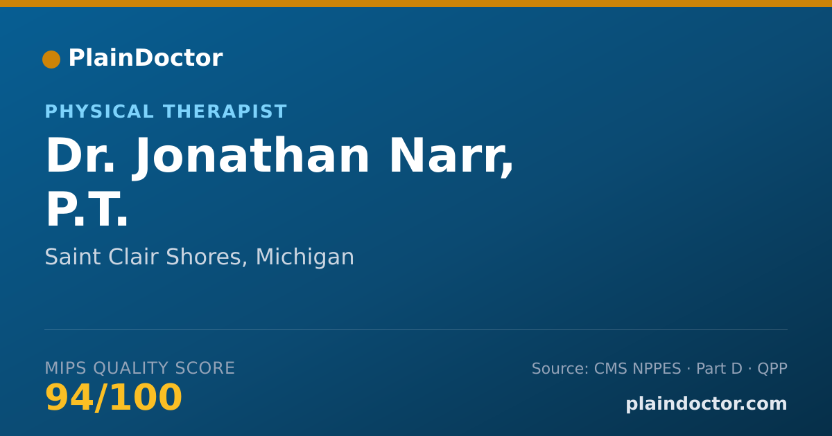 Shareable card for Jonathan Narr, P.T. - Physical Therapist, Saint Clair Shores, MI