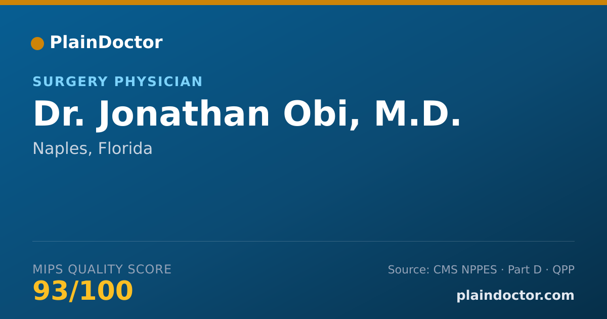 Shareable card for Jonathan Obi, M.D. - Surgery Physician, Naples, FL