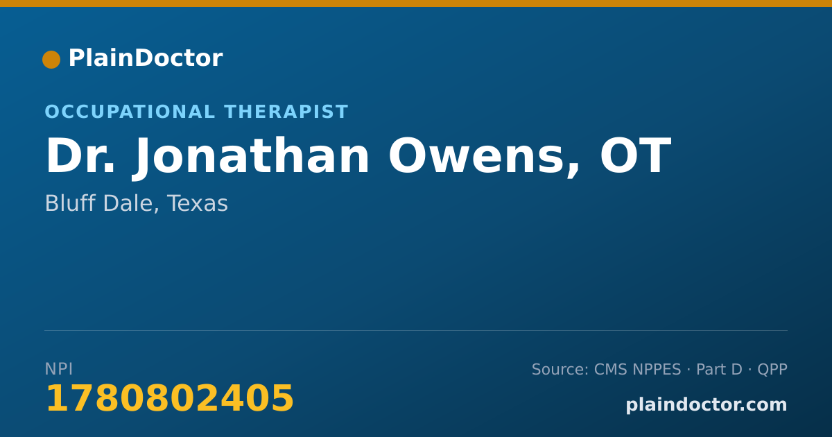 Shareable card for Jonathan Owens, OT - Occupational Therapist, Bluff Dale, TX