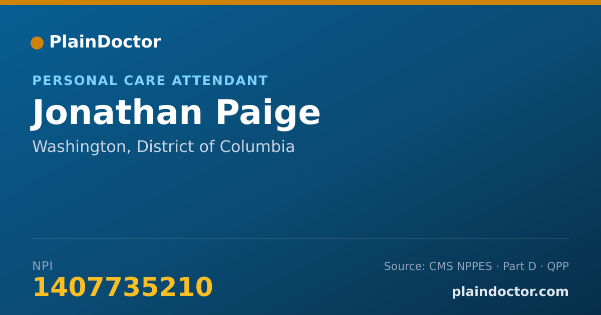 Shareable card for Jonathan Paige - Personal Care Attendant, Washington, DC