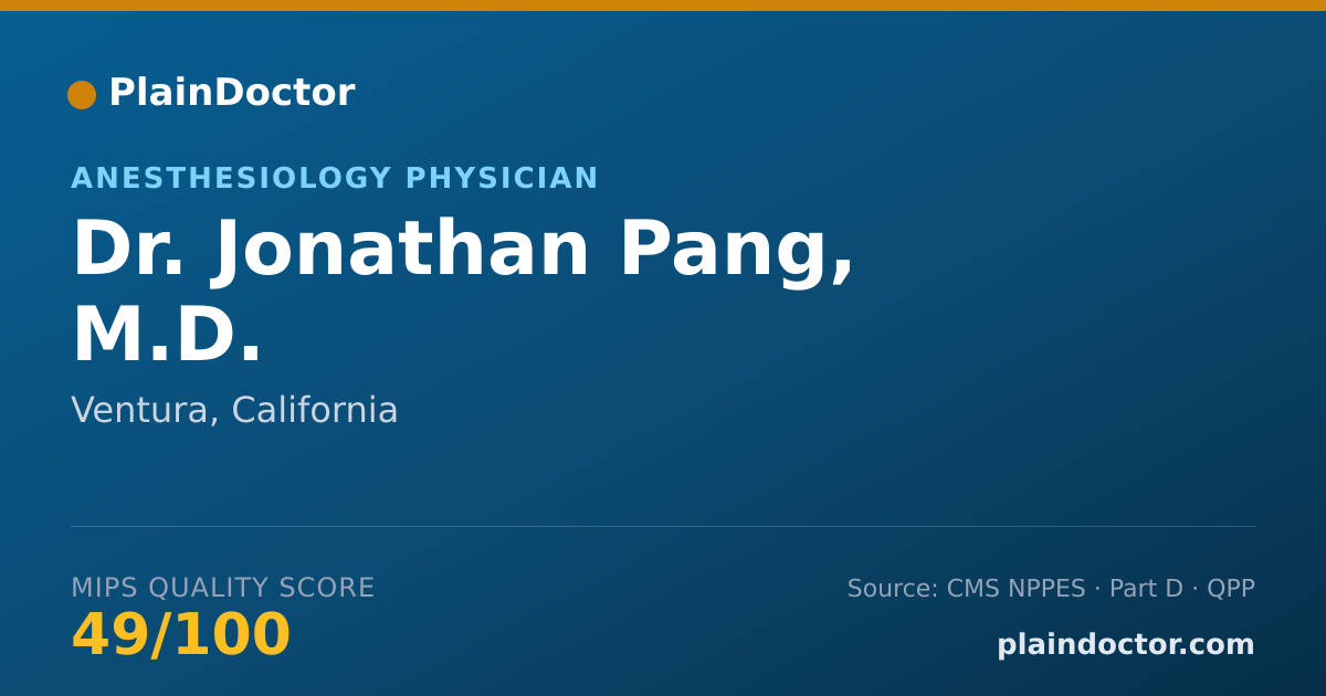 Shareable card for Jonathan Pang, M.D. - Anesthesiology Physician, Ventura, CA