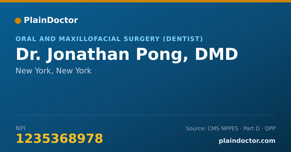 Shareable card for Jonathan Pong, DMD - Oral and Maxillofacial Surgery (Dentist), New York, NY