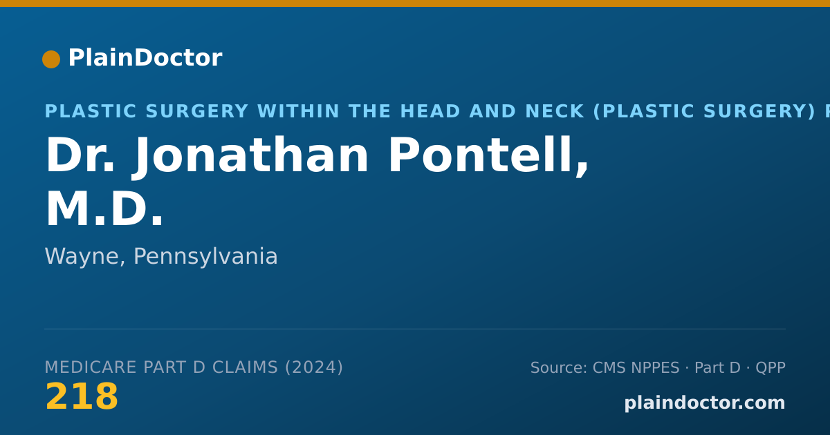 Shareable card for Jonathan Pontell, M.D. - Plastic Surgery Within the Head and Neck (Plastic Surgery) Physician, Wayne, PA