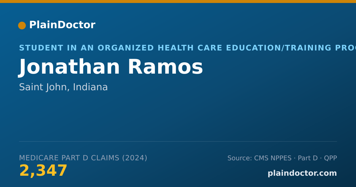 Shareable card for Jonathan Ramos - Student in an Organized Health Care Education/Training Program, Saint John, IN
