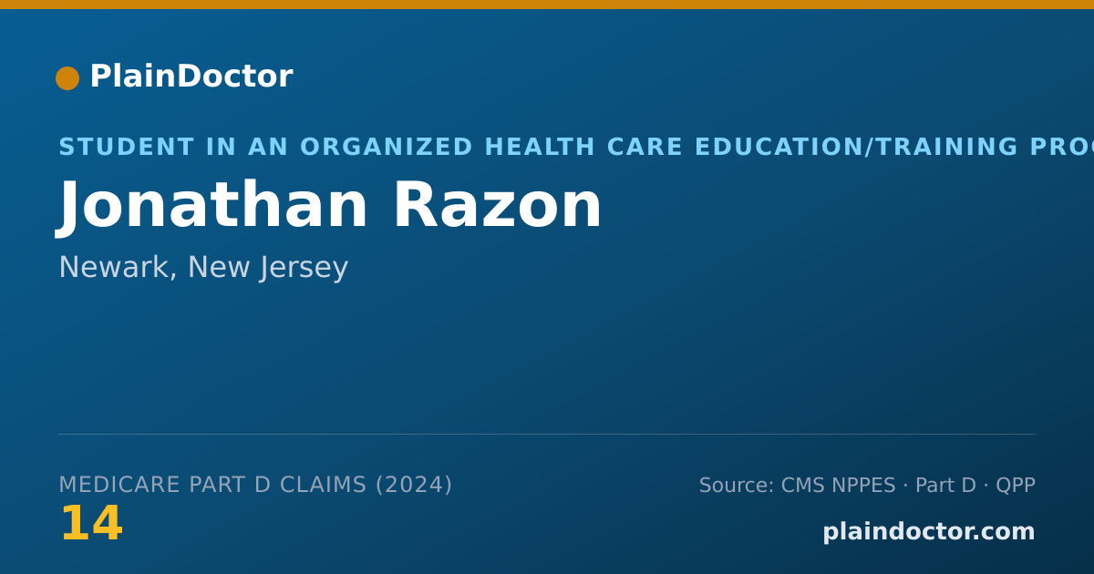 Shareable card for Jonathan Razon - Student in an Organized Health Care Education/Training Program, Newark, NJ