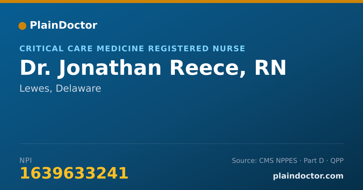 Shareable card for Jonathan Reece, RN - Critical Care Medicine Registered Nurse, Lewes, DE