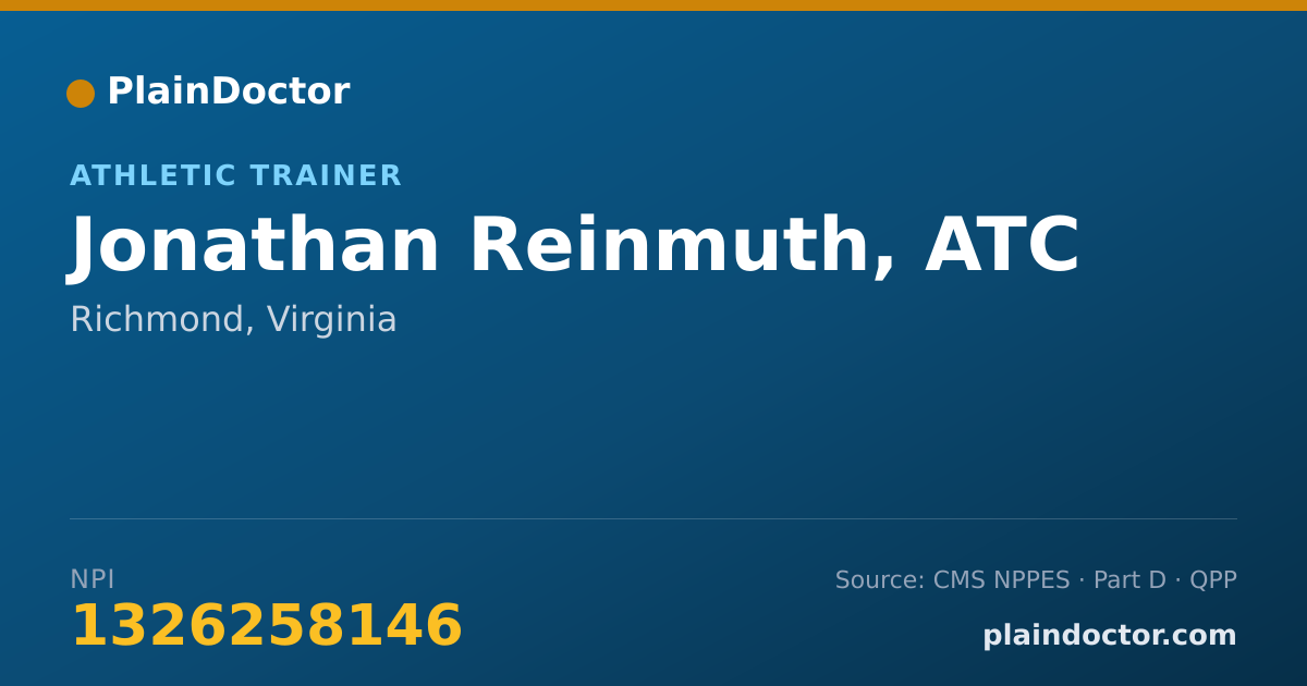 Shareable card for Jonathan Reinmuth, ATC - Athletic Trainer, Richmond, VA