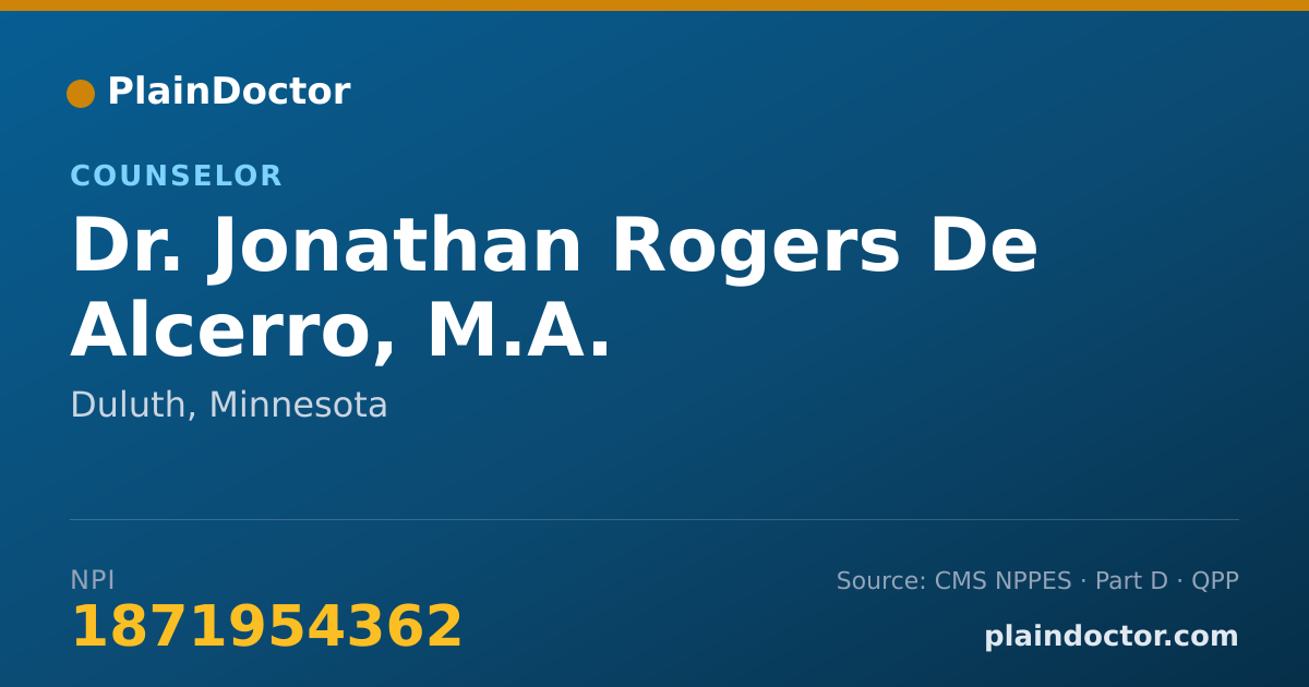 Shareable card for Jonathan Rogers De Alcerro, M.A. - Counselor, Duluth, MN