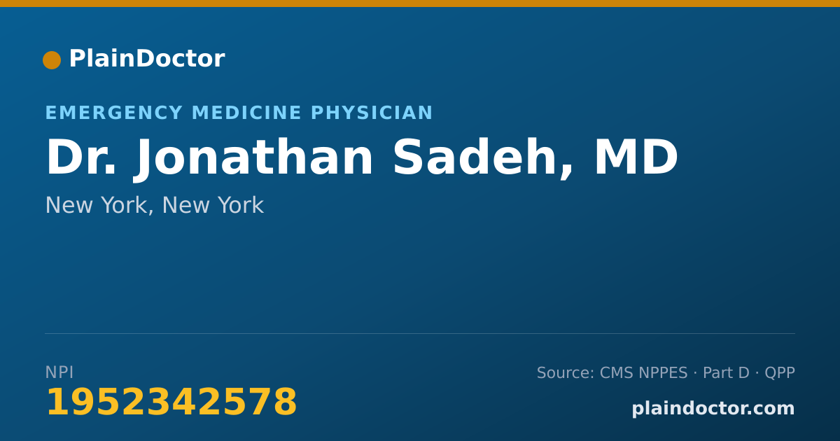 Shareable card for Jonathan Sadeh, MD - Emergency Medicine Physician, New York, NY
