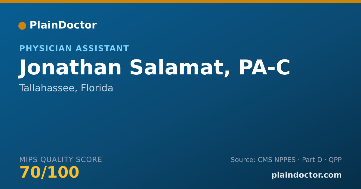 Shareable card for Jonathan Salamat, PA-C - Physician Assistant, Tallahassee, FL