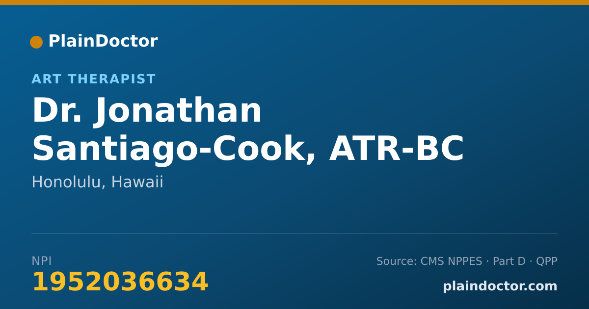 Shareable card for Jonathan Santiago-Cook, ATR-BC - Art Therapist, Honolulu, HI