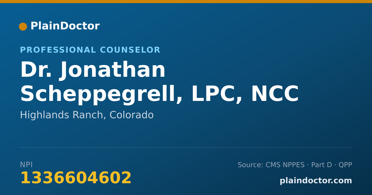 Shareable card for Jonathan Scheppegrell, LPC, NCC - Professional Counselor, Highlands Ranch, CO