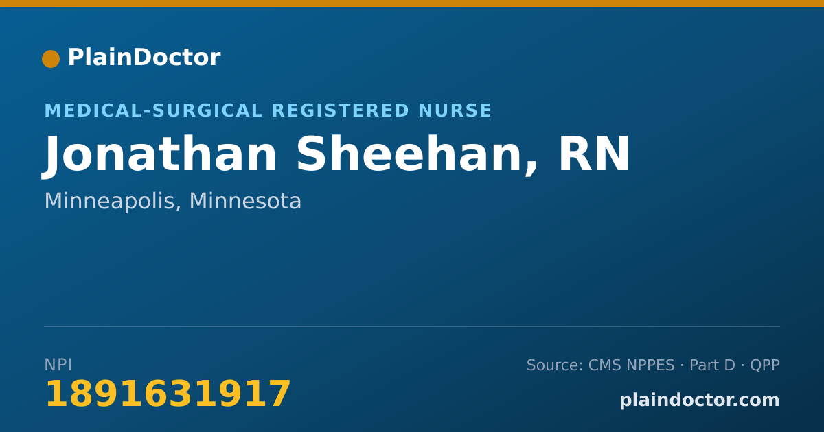 Shareable card for Jonathan Sheehan, RN - Medical-Surgical Registered Nurse, Minneapolis, MN
