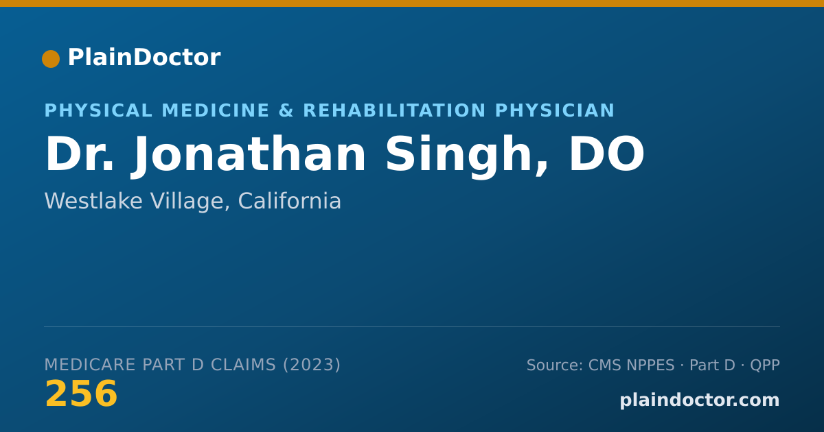 Shareable card for Jonathan Singh, DO - Physical Medicine & Rehabilitation Physician, Westlake Village, CA