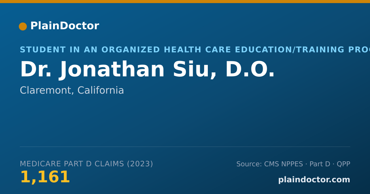 Shareable card for Jonathan Siu, D.O. - Student in an Organized Health Care Education/Training Program, Claremont, CA