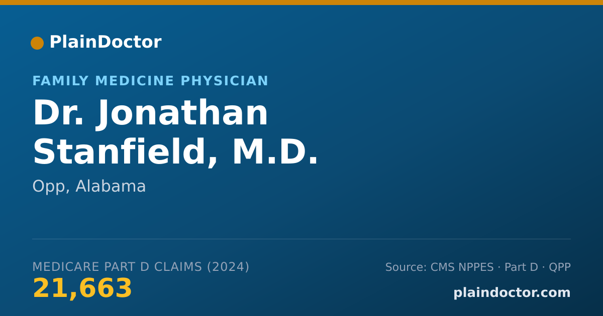 Shareable card for Jonathan Stanfield, M.D. - Family Medicine Physician, Opp, AL