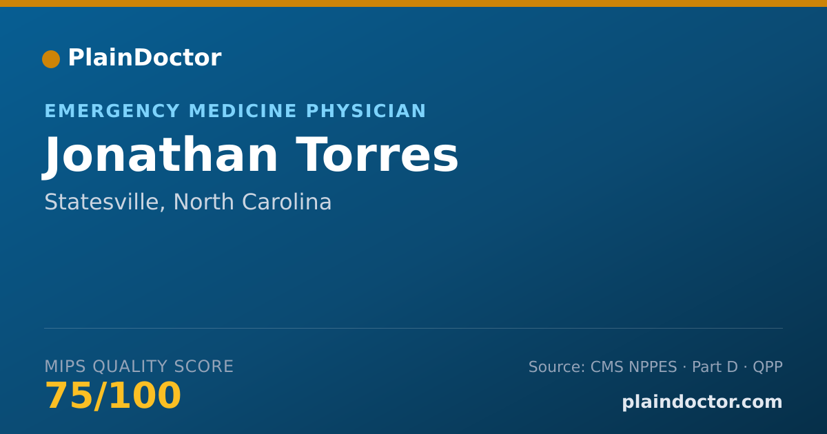 Shareable card for Jonathan Torres - Emergency Medicine Physician, Statesville, NC