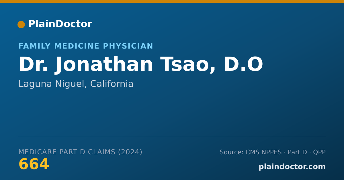 Shareable card for Jonathan Tsao, D.O - Family Medicine Physician, Laguna Niguel, CA