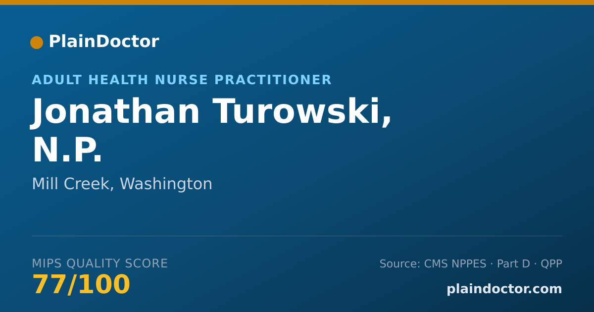 Shareable card for Jonathan Turowski, N.P. - Adult Health Nurse Practitioner, Mill Creek, WA