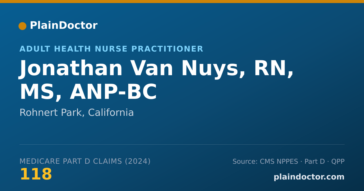 Shareable card for Jonathan Van Nuys, RN, MS, ANP-BC - Adult Health Nurse Practitioner, Rohnert Park, CA
