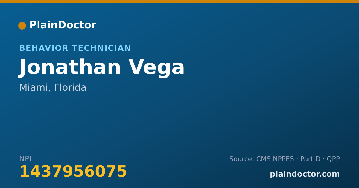 Shareable card for Jonathan Vega - Behavior Technician, Miami, FL