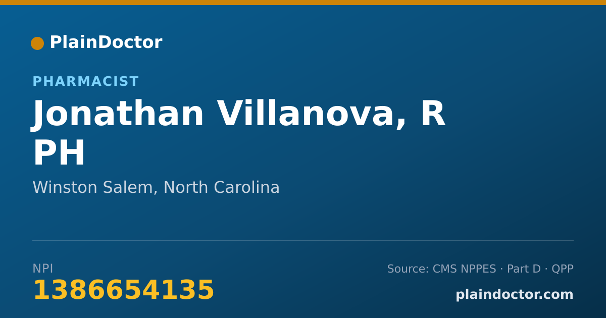 Shareable card for Jonathan Villanova, R PH - Pharmacist, Winston Salem, NC
