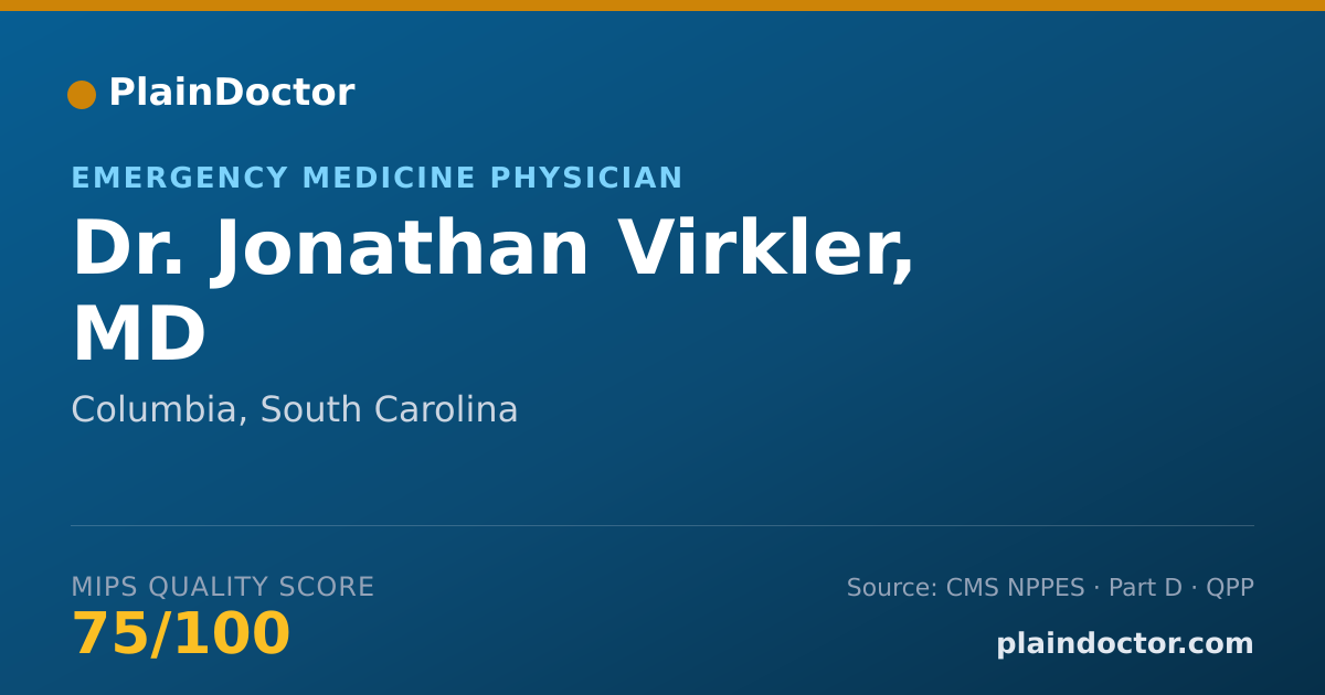 Shareable card for Jonathan Virkler, MD - Emergency Medicine Physician, Columbia, SC