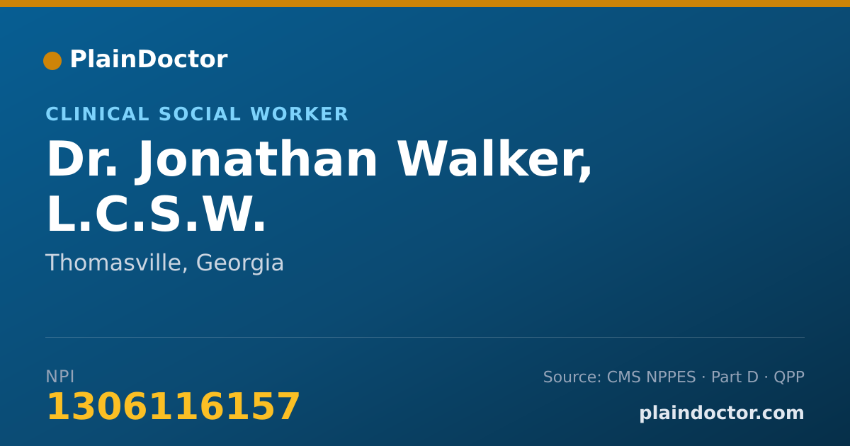 Shareable card for Jonathan Walker, L.C.S.W. - Clinical Social Worker, Thomasville, GA
