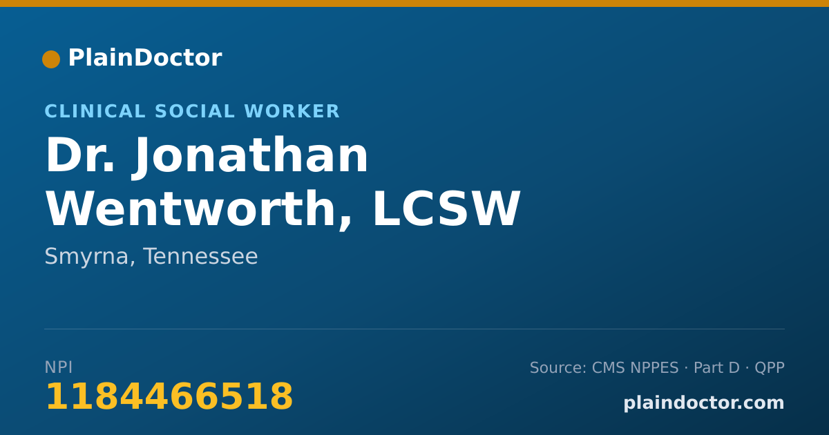 Shareable card for Jonathan Wentworth, LCSW - Clinical Social Worker, Smyrna, TN