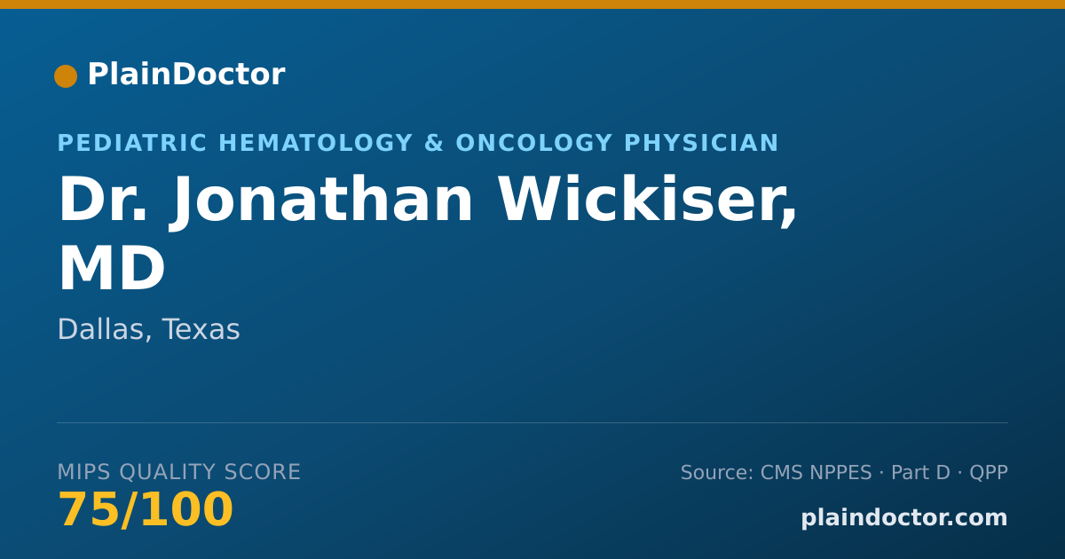 Shareable card for Jonathan Wickiser, MD - Pediatric Hematology & Oncology Physician, Dallas, TX
