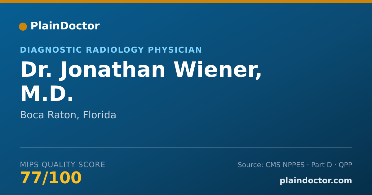 Shareable card for Jonathan Wiener, M.D. - Diagnostic Radiology Physician, Boca Raton, FL