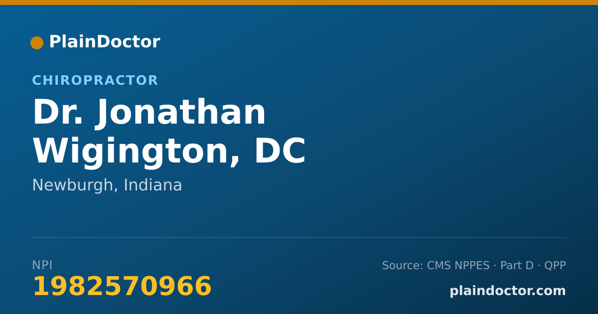 Shareable card for Jonathan Wigington, DC - Chiropractor, Newburgh, IN