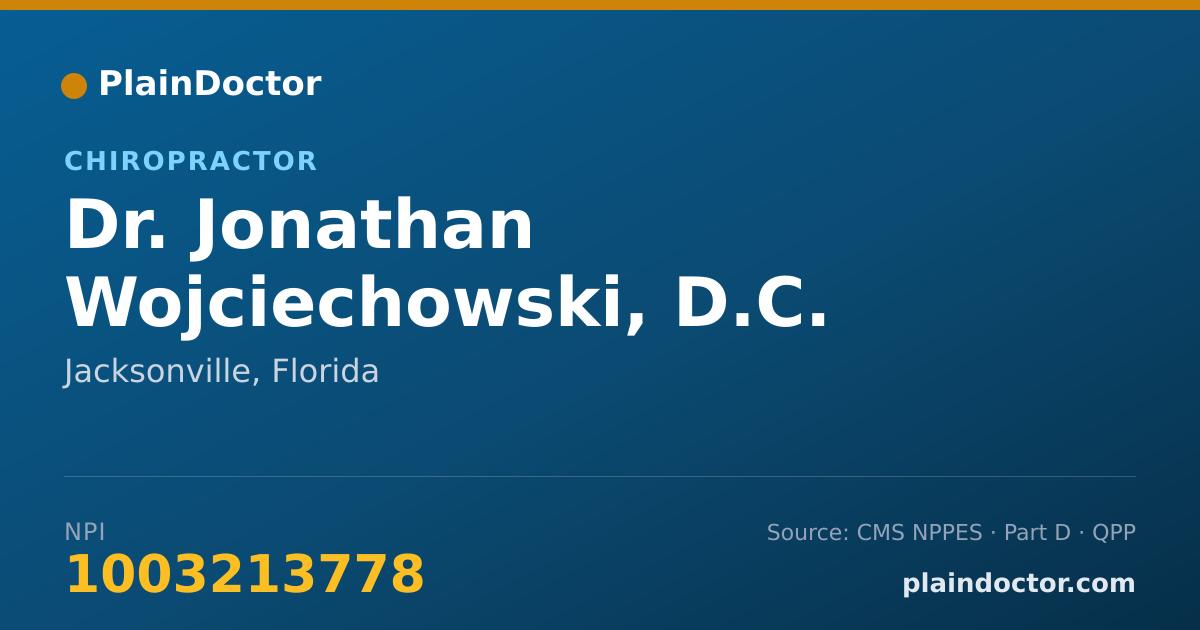Shareable card for Jonathan Wojciechowski, D.C. - Chiropractor, Jacksonville, FL