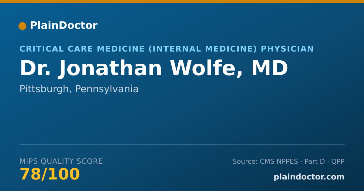 Shareable card for Jonathan Wolfe, MD - Critical Care Medicine (Internal Medicine) Physician, Pittsburgh, PA