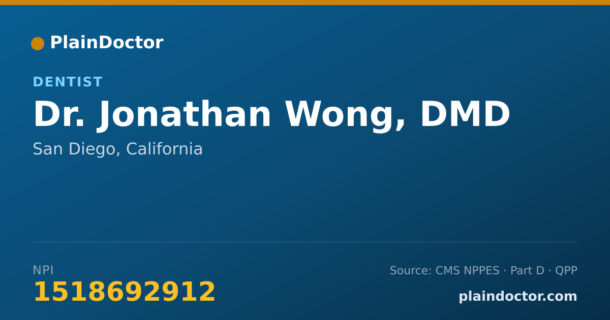 Shareable card for Jonathan Wong, DMD - Dentist, San Diego, CA