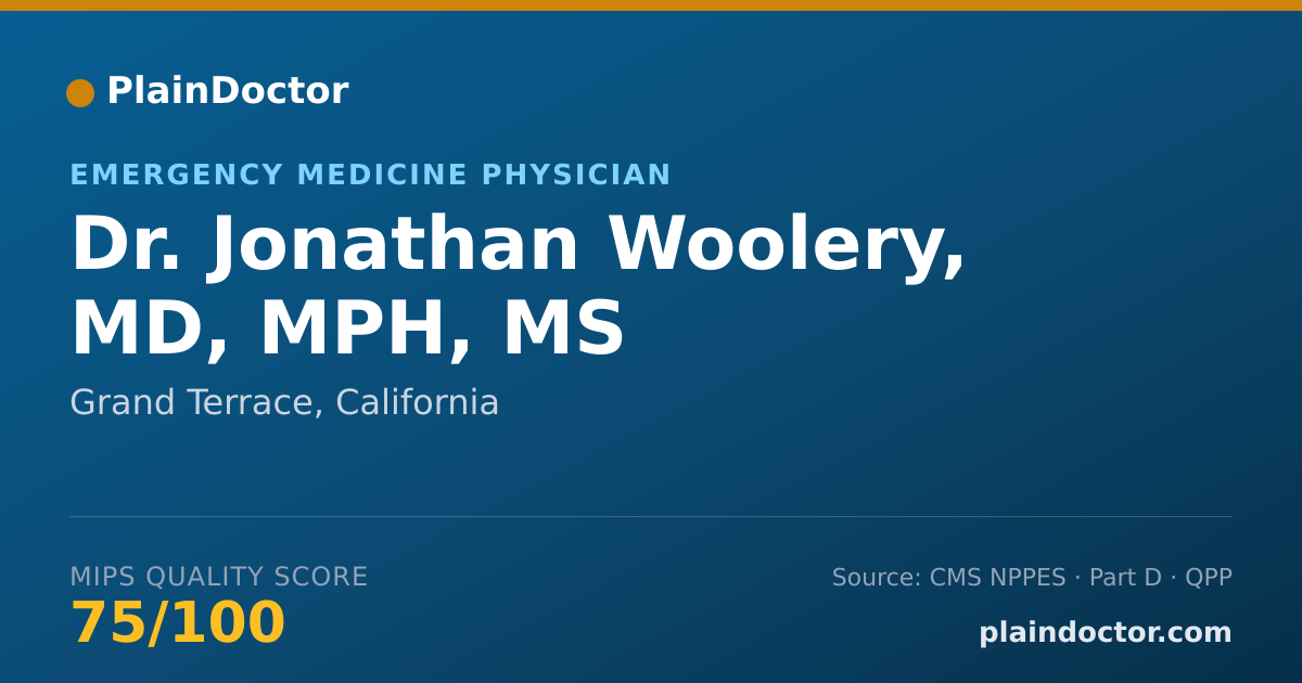 Shareable card for Jonathan Woolery, MD, MPH, MS - Critical Care Medicine (Internal Medicine) Physician, Grand Terrace, CA