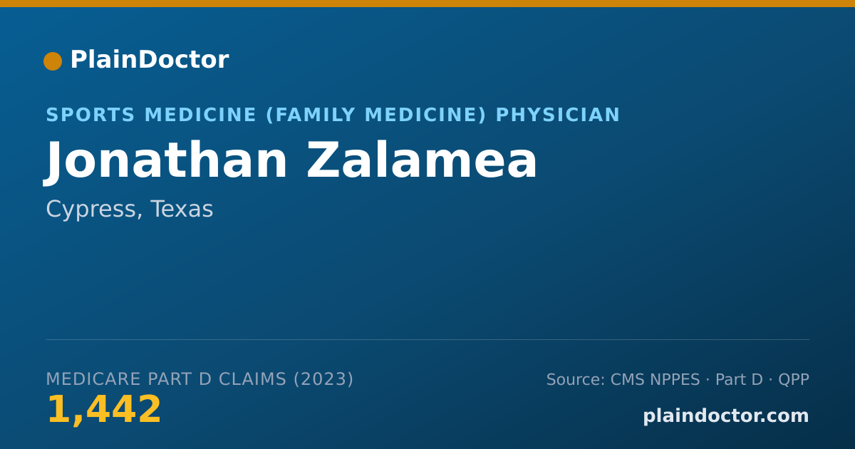 Shareable card for Jonathan Zalamea - Sports Medicine (Family Medicine) Physician, Cypress, TX