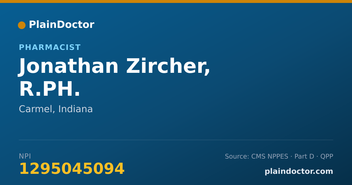 Shareable card for Jonathan Zircher, R.PH. - Pharmacist, Carmel, IN