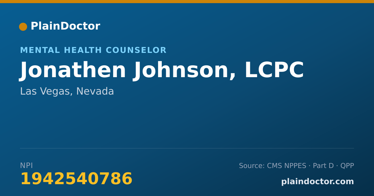 Shareable card for Jonathen Johnson, LCPC - Mental Health Counselor, Las Vegas, NV