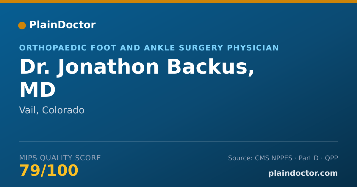 Shareable card for Jonathon Backus, MD - Orthopaedic Foot and Ankle Surgery Physician, Vail, CO