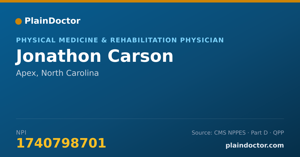 Shareable card for Jonathon Carson - Physical Medicine & Rehabilitation Physician, Apex, NC