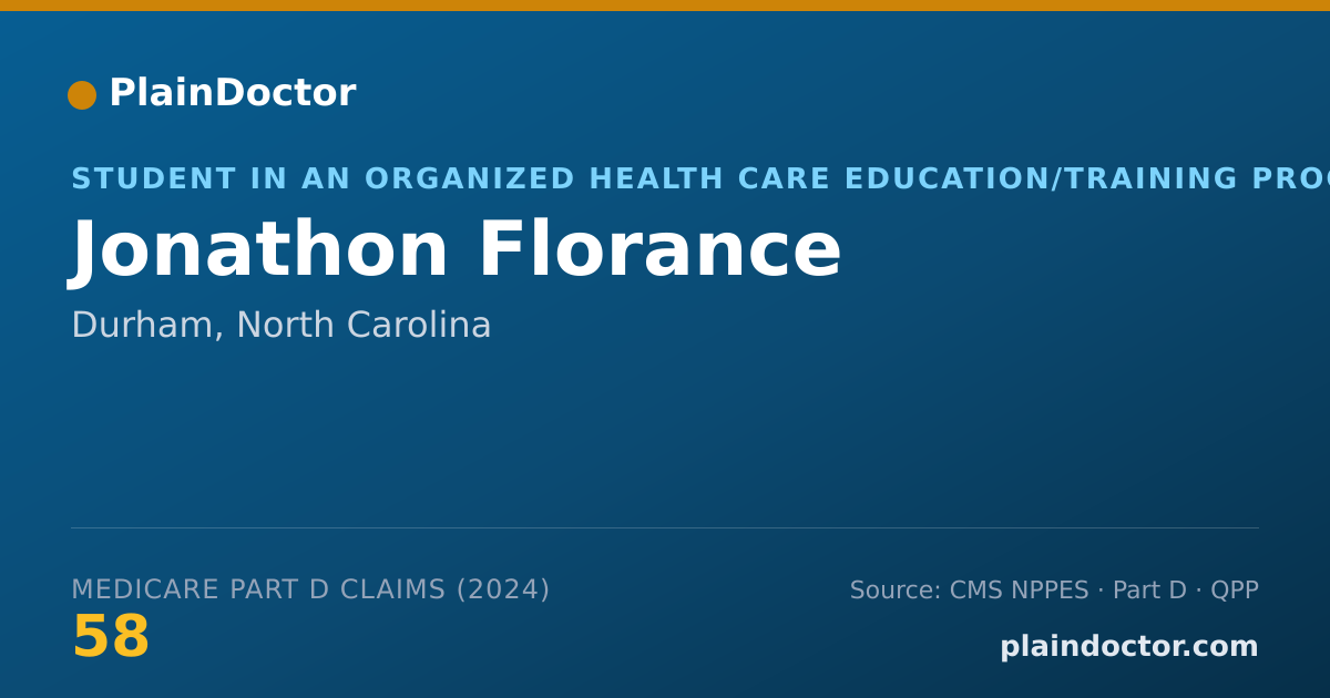 Shareable card for Jonathon Florance - Student in an Organized Health Care Education/Training Program, Durham, NC