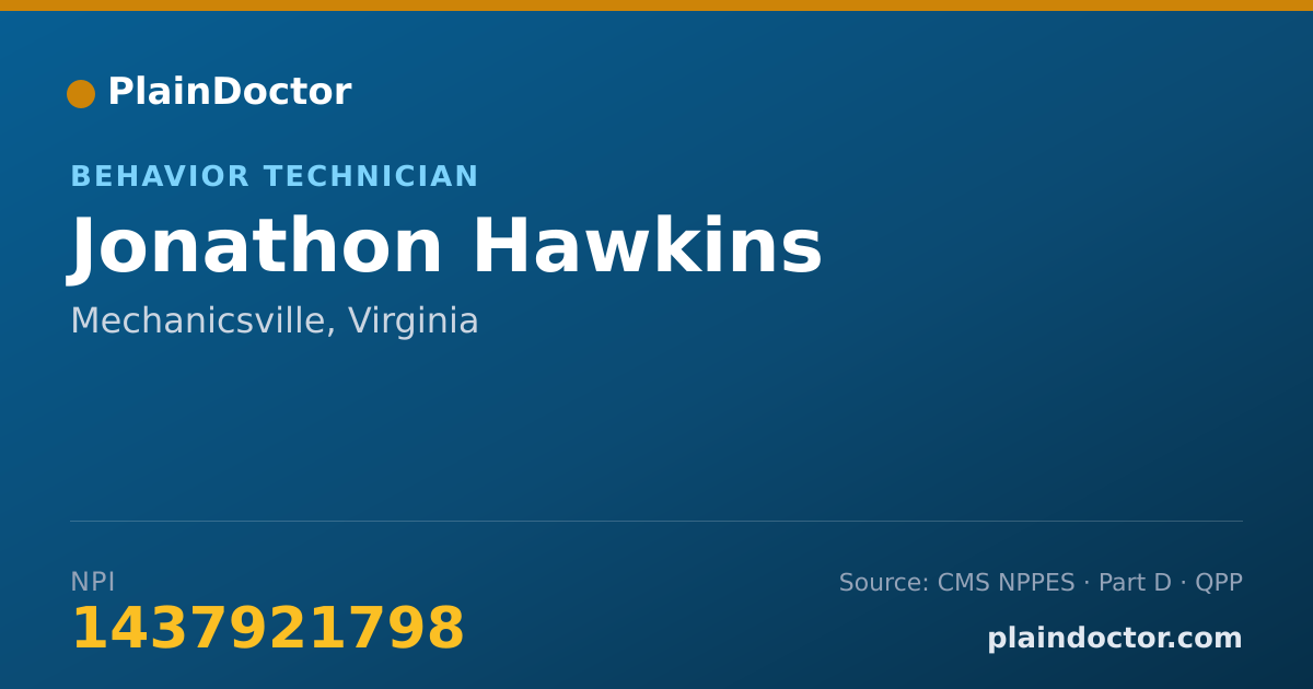 Shareable card for Jonathon Hawkins - Behavior Technician, Mechanicsville, VA
