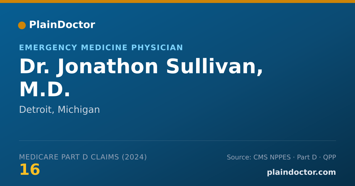 Shareable card for Jonathon Sullivan, M.D. - Emergency Medical Services (Emergency Medicine) Physician, Detroit, MI