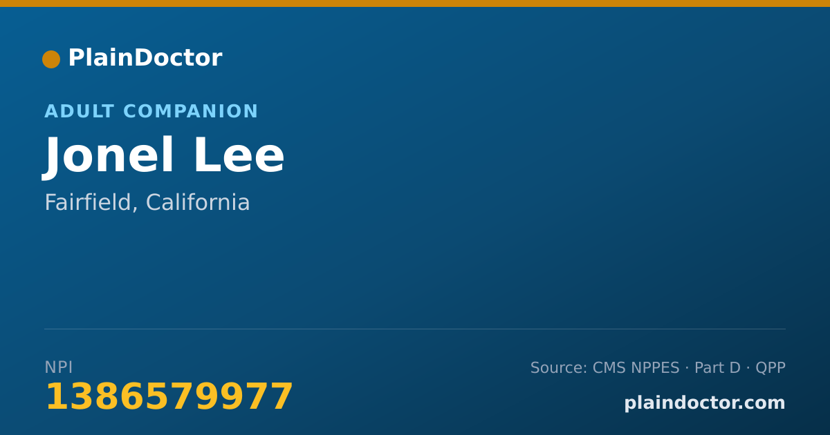 Shareable card for Jonel Lee - Adult Companion, Fairfield, CA