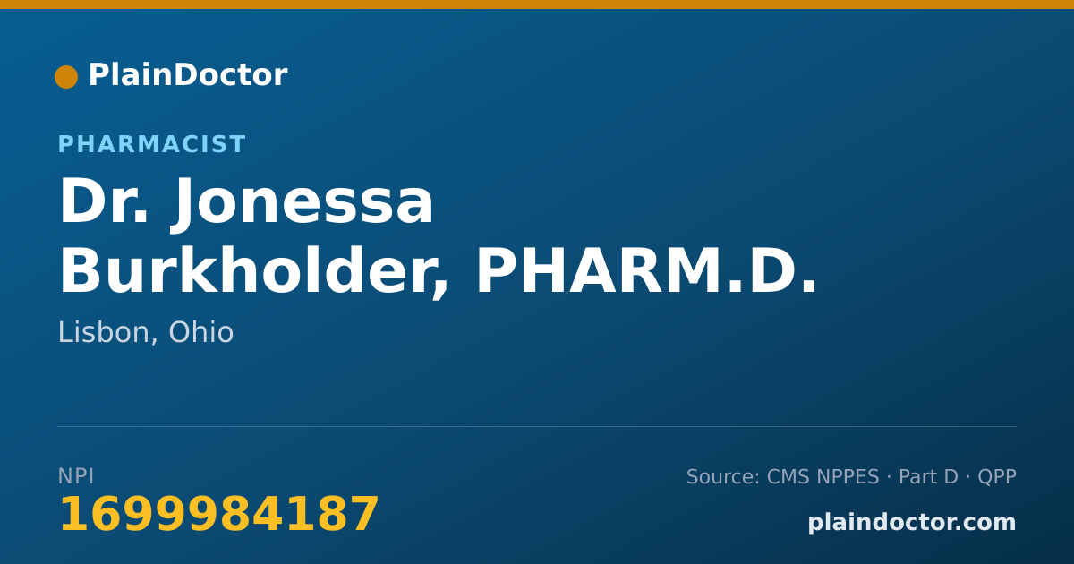 Shareable card for Jonessa Burkholder, PHARM.D. - Pharmacist, Lisbon, OH
